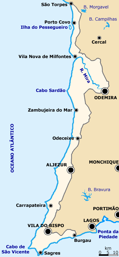 Mapa da Costa Vicentina